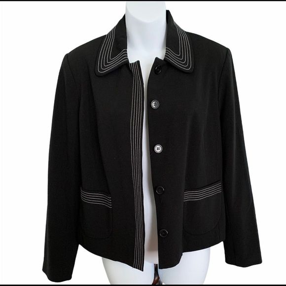 simply manakin Jackets & Blazers - Short Blazer Black/White Stitching